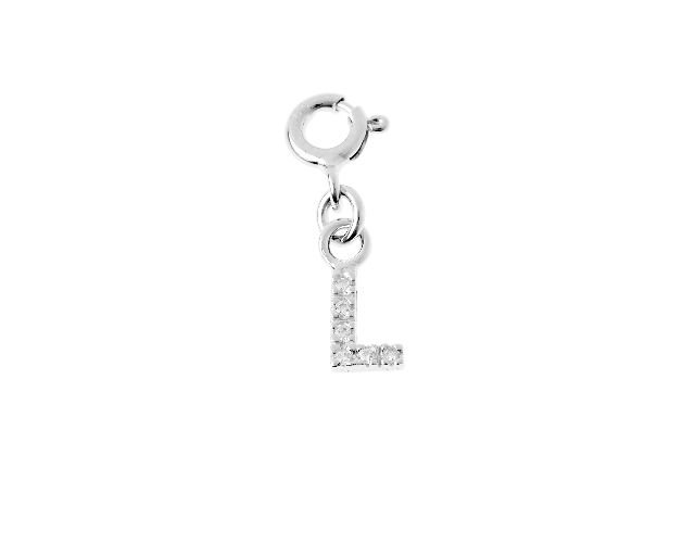 Ciondolo lettera l argento con zirconi
