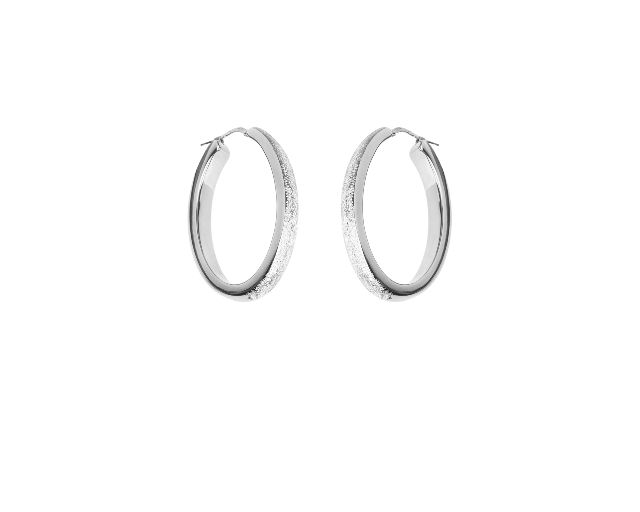 Oval earrings silver rhodium