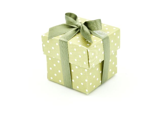 Scatola per bomboniera dots menta con coperchio e confetti