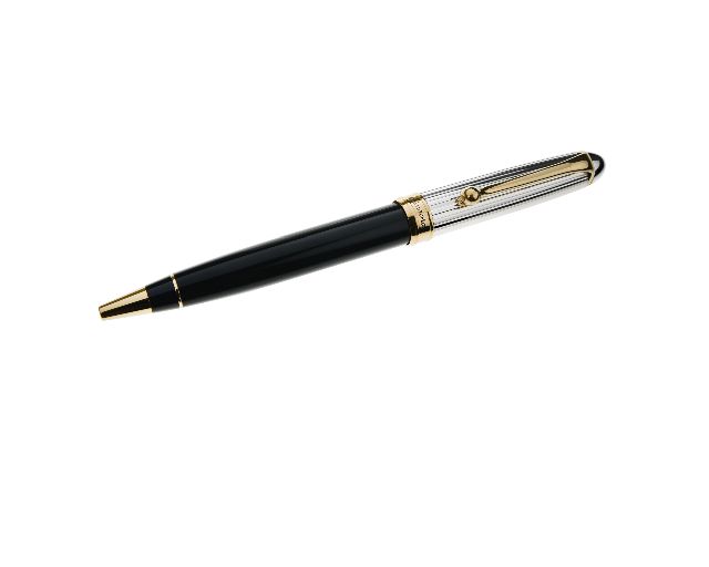Ballpoint pen 88 silver black and white with golden finishes