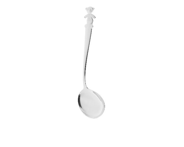 Bent spoon teddy bear silver