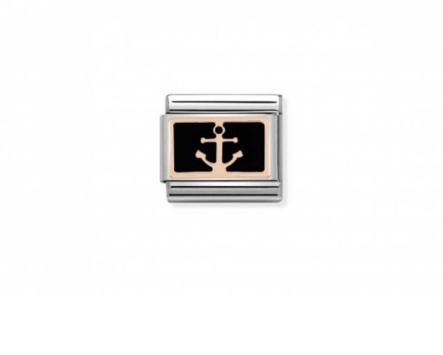 Ancora composable acciaio oro rosa 375 e smalto