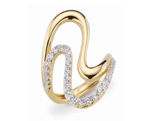 Anello argento dorato con cubic zirconia