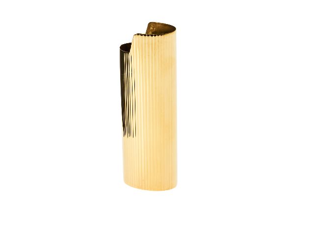 Porta accendino argento dorato rigato
