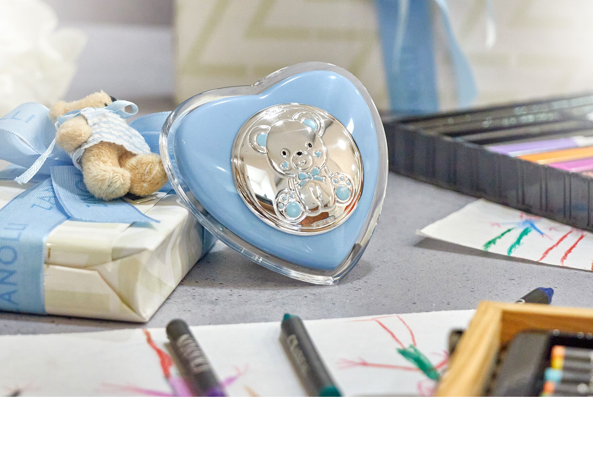 Luce Notturna Orsetto Argento Pvd Cuore Celeste Selezione Zanolli 176550 875pu8607c