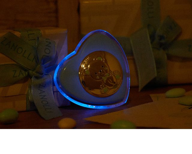 Luce Notturna Orsetto Argento Pvd Cuore Celeste Selezione Zanolli 176550 875pu8607c