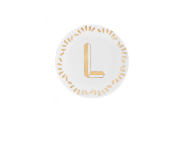 Little plate lettering porcelain letter l