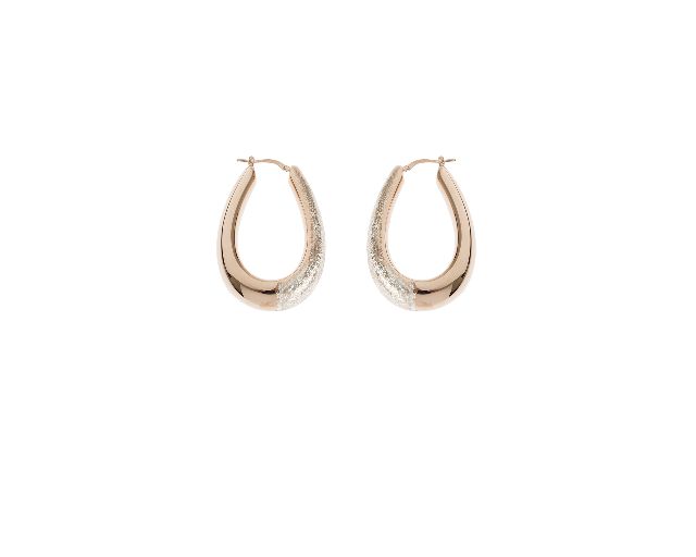 Oval earrings silver rosè and rhodium