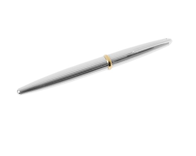 Ballpoint pen yesterday silver with striped pattern and gold finish