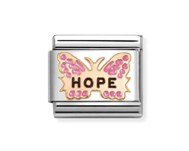 Fuchsia butterfly hope composable steel and rosè gold