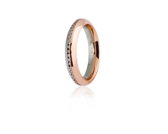 Fede eterna oro 750‰ oro bianco e oro rosa con diamanti ct. 0,18