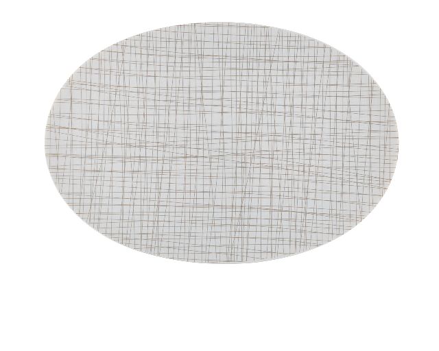 Piatto ovale mesh porcellana riga noce
