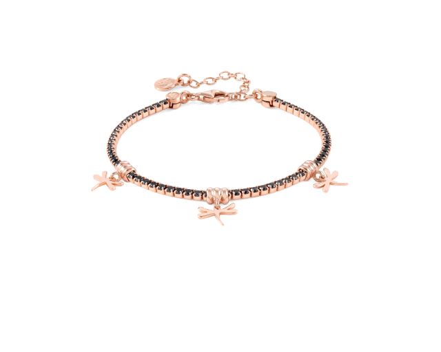 Bracciale chic&charm argento con libellule e zirconi neri