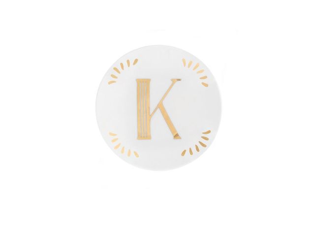 Piattino lettering porcellana lettera k