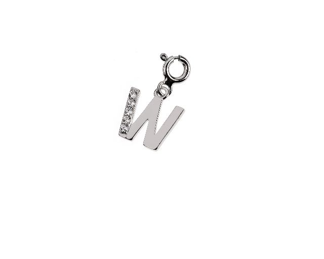 Pendant w letter silver with white zircons