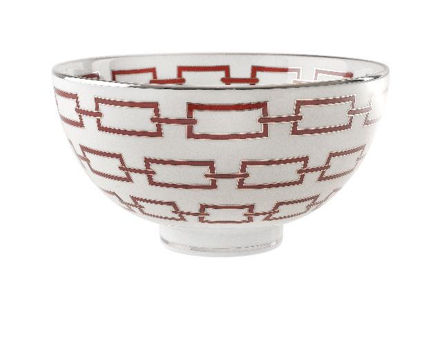 Round bowl catene scarlatto porcelain