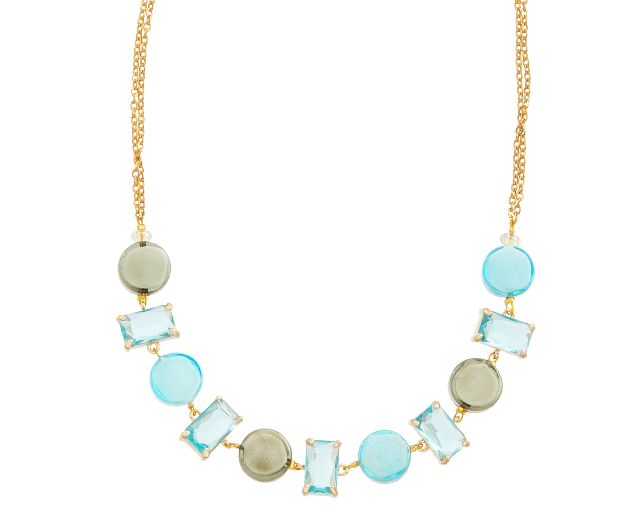 Collana girocollo sunset mirage vetro di murano acquamare e cristalli