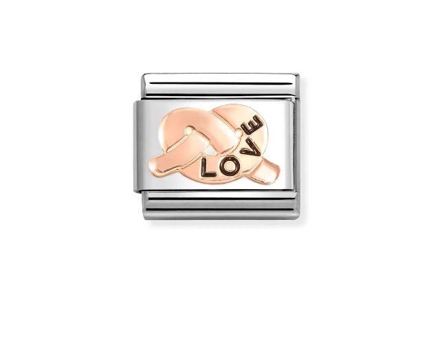 Nodo love composable acciaio e oro rosa