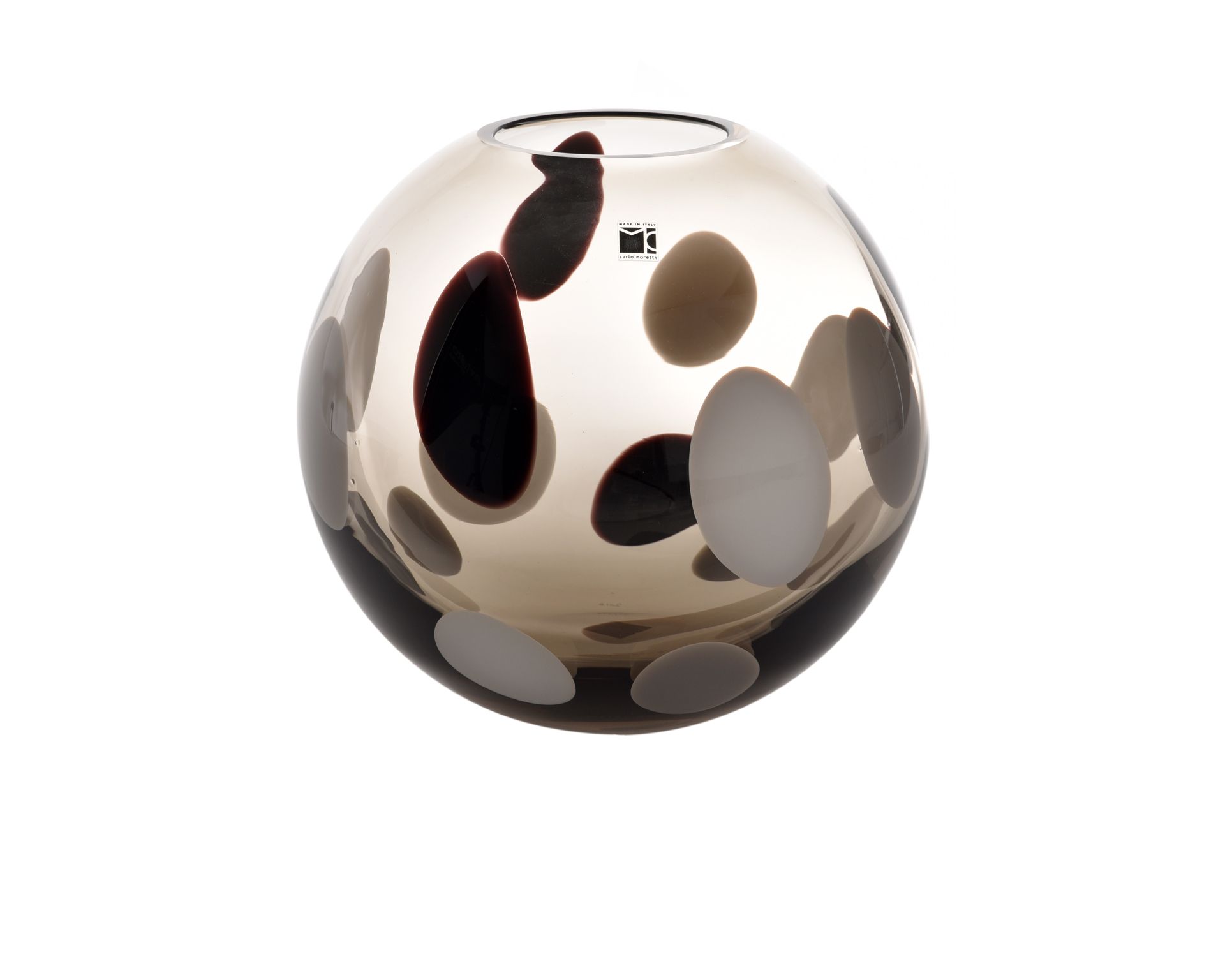 Vaso Sfera Vetro Di Murano Latte Nero Grigio Carlo Moretti 131270 6771756mlng
