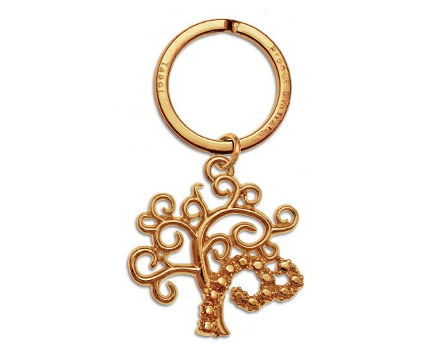 Portachiavi albero della vita in metallo dorato