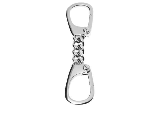 Keyring silver with curb link with double lobster clasp