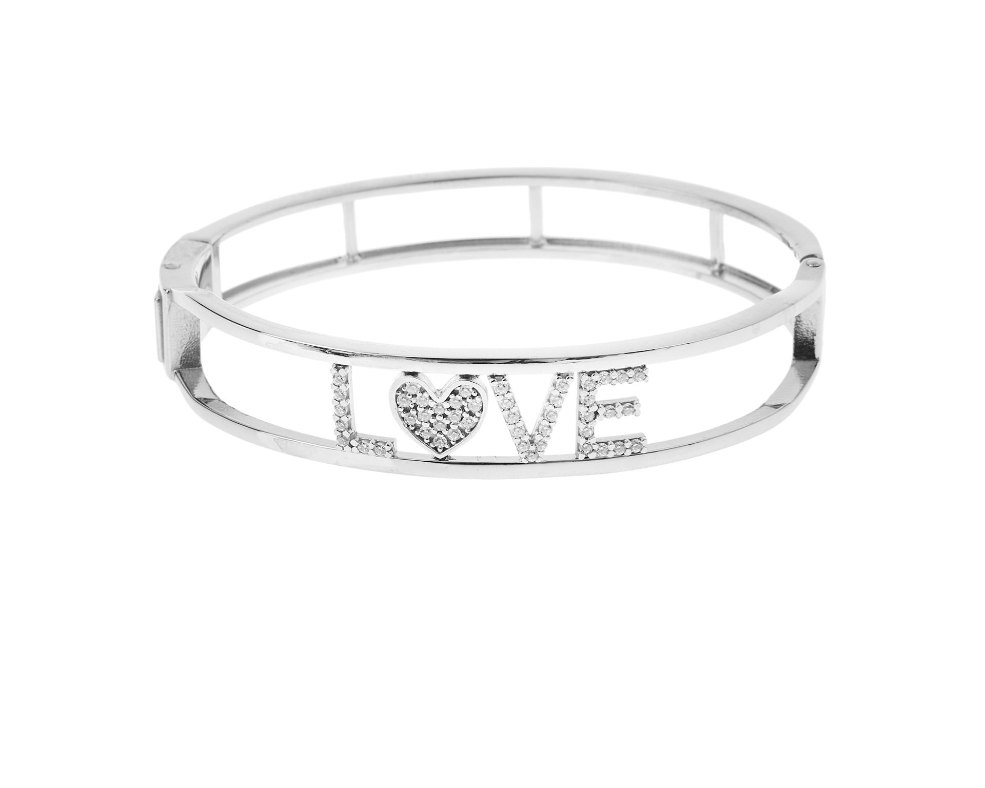Bracciale Rigido My Name Is Argento Con Scritta Love Di Zirconi Selezione Zanolli 169296 837brmylove4m