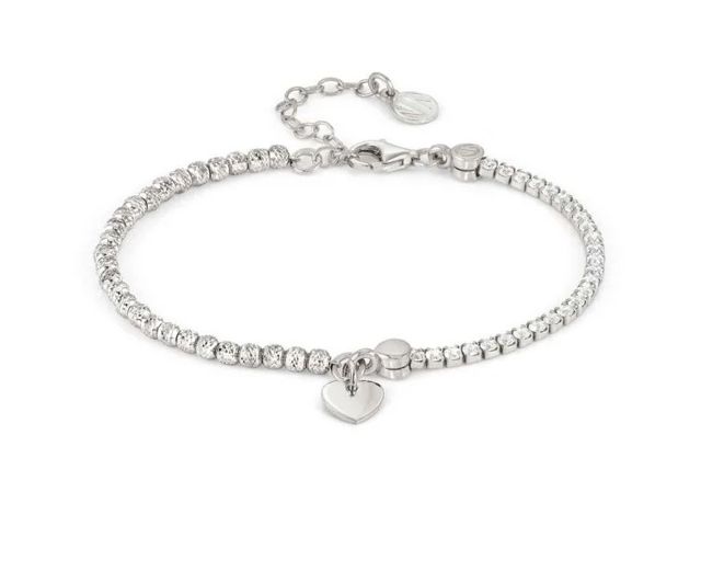 Bracelet chic&charm silver with heart pendant and white zircons