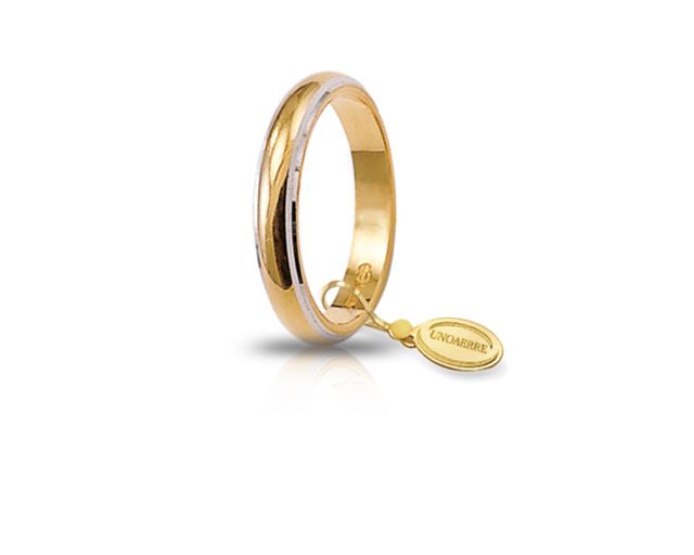 Fede classica oro 750‰ oro giallo con bordi rodiati