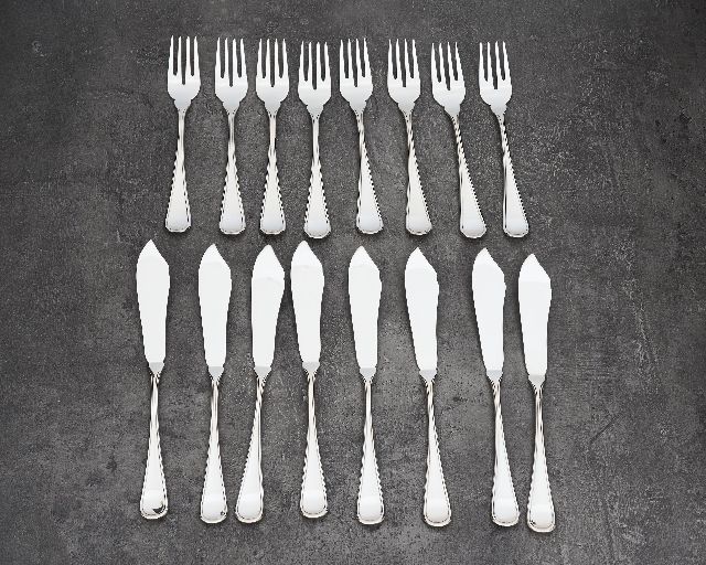 Set Posate Pesce Argento 16 Pezzi In Stile Inglese Usato Ricondizionato Zanolli Vintage 190521 Us0008744