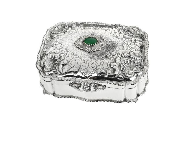 Cofanetto portagioie argento con pietra verde