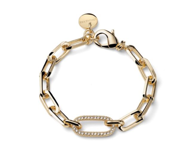 Bracciale classica in bronzo dorato con zirconi