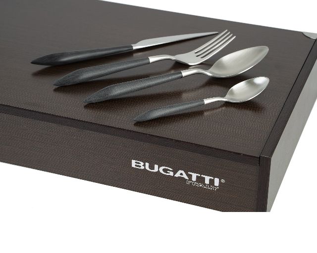 Set Posate Ares Acciaio Con Manico Nero 24 Pezzi Bugatti 167594 963asbn004w50