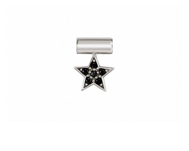 Ciondolo seimia argento stella nera e pietre