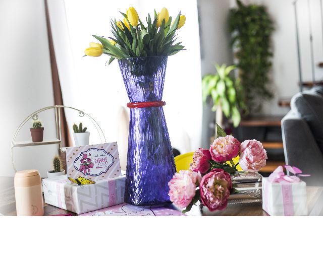 Vase tiara murano glass purple and orange