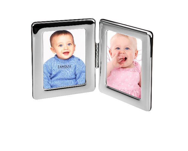 Double picture frame silver with smooth band