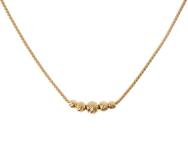 Collana argento dorato con sfere diamantate centrali