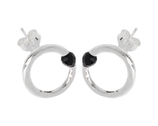Earrings dafne silver and black agate