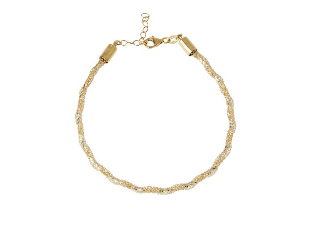Bracciale argento dorato con maglia a rete torcon