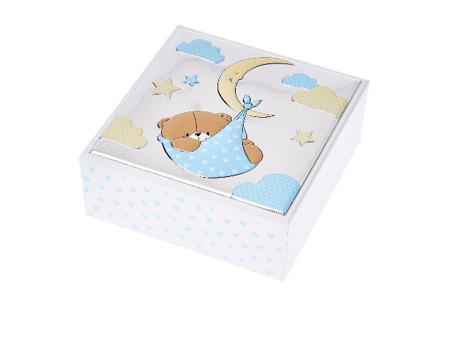 Scatola orsetto forever friends argento pvd celeste