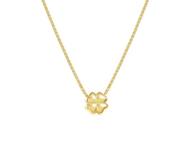 Collana armonica argento dorato quadrifoglio
