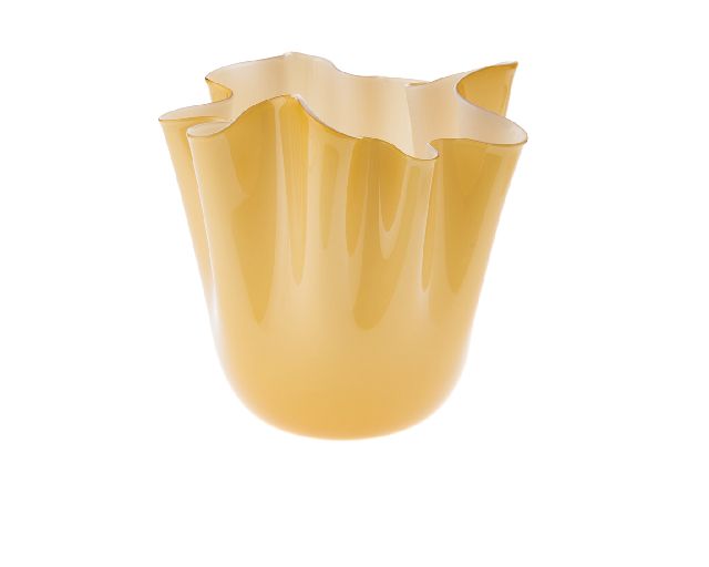 Vase fazzoletto murano glass opalino amber and milk white