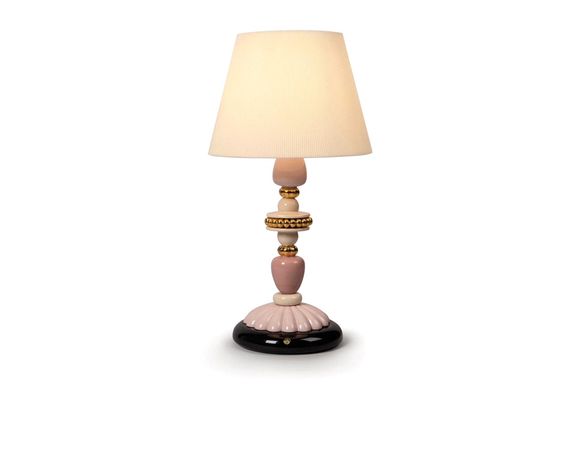 Lampada Da Tavolo Firefly Porcellana Rosa E Oro Lladro