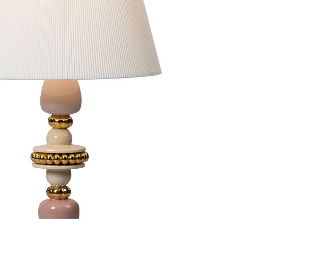 Lampada Da Tavolo Firefly Porcellana Rosa E Oro Lladro