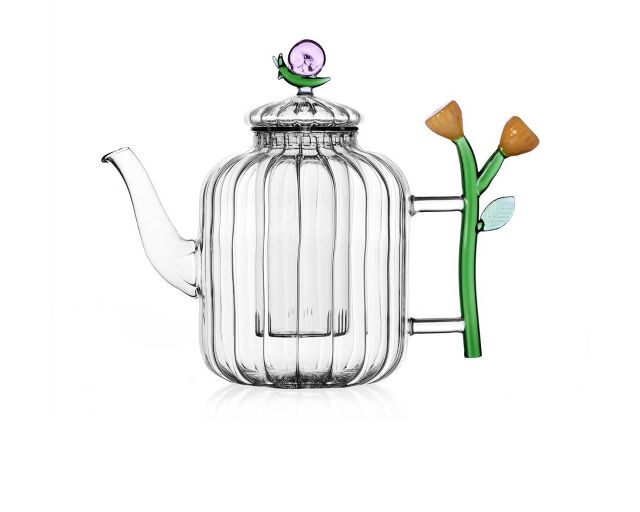 Teapot botanica ottica snail and amber flower