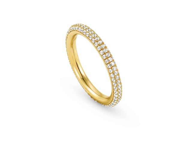 Fedina endless argento con rivestimento oro giallo e zirconi