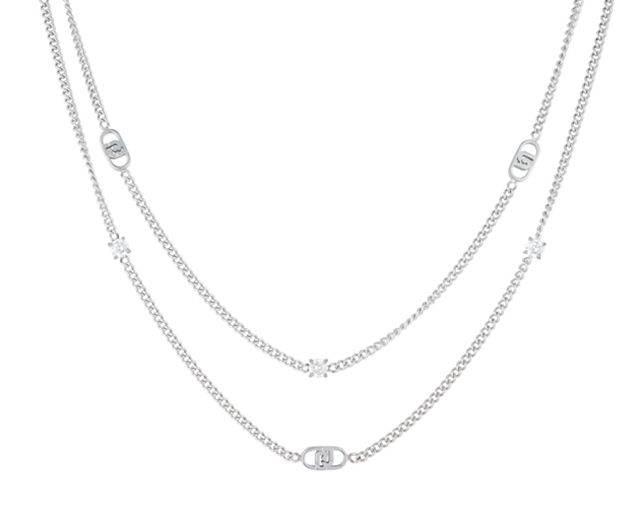 Collana acciaio dorato logo e zirconi