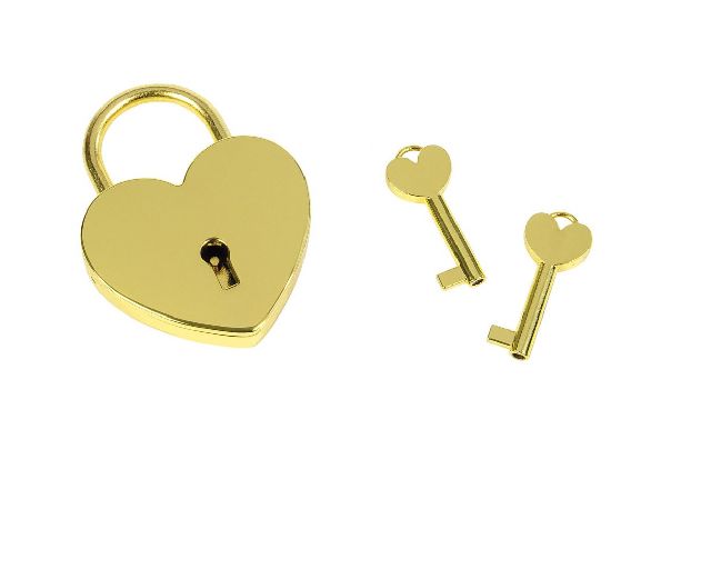 Portachiavi lucchetto cuore in metallo lucido dorato