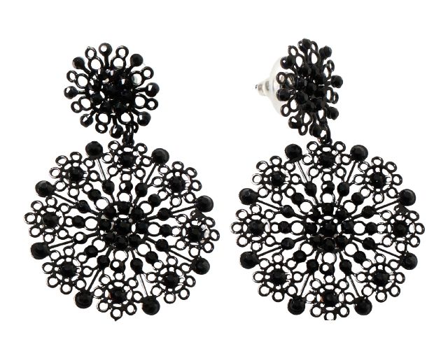 Orecchini in ottone con strass neri