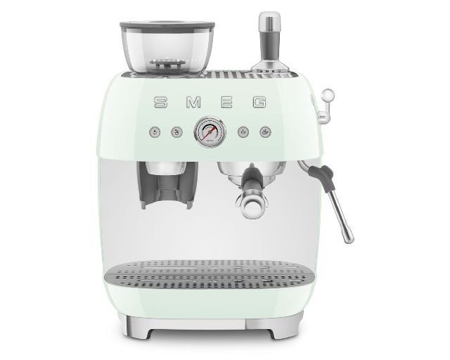 Macchina da caffè manuale con macina caffè verde pastello