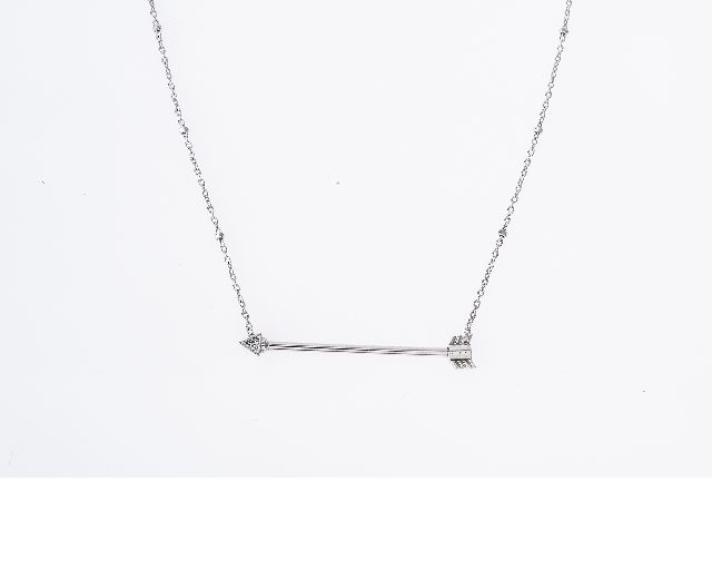 Necklace seimia silver long arrow and zircons
